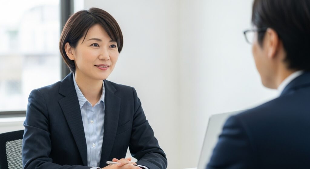 相手の話をしっかりと聴くビジネスウーマン