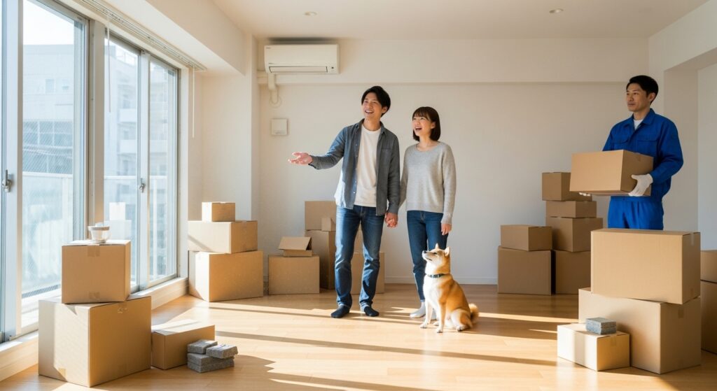 新居に引っ越してきた若い夫婦